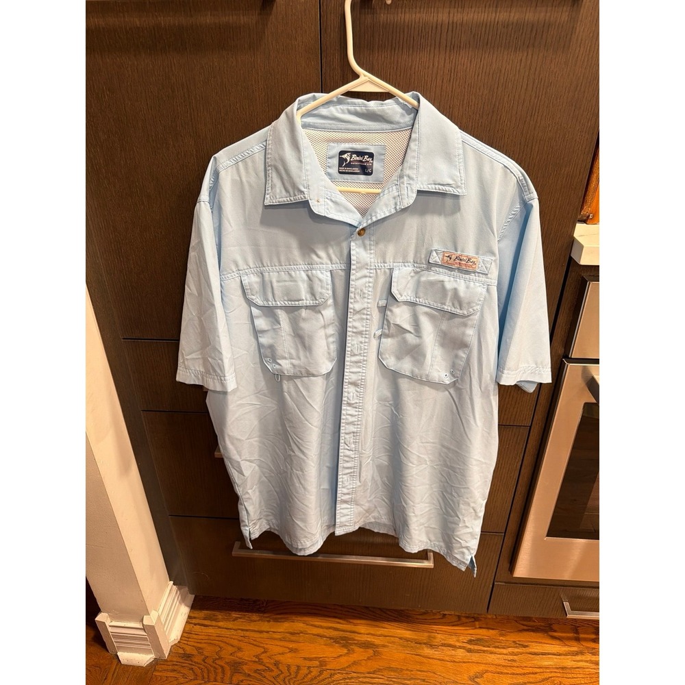 Bimini bay size L Blue Lightweight vented fishing shirt button up men outdoor